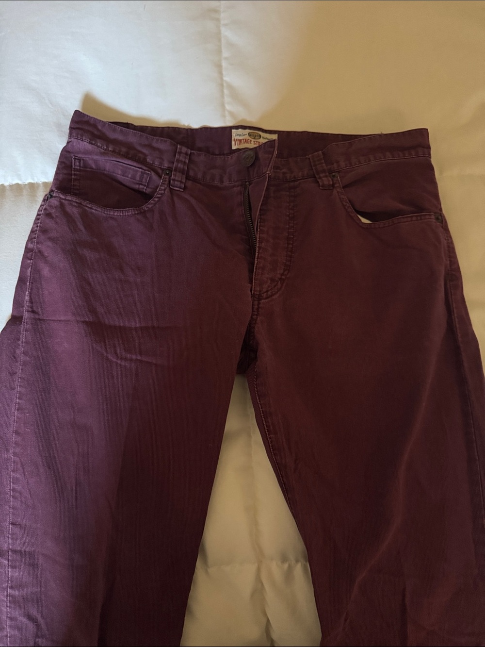 Fossil Vintage Straight Pants in Deep Maroon